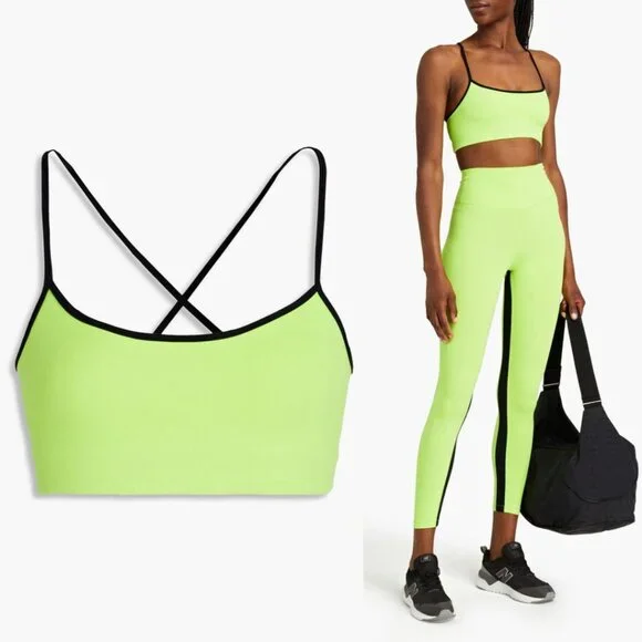 Splits59 Sports Bra Liya Airweight Neon Lime Green Stretch XS Activewear Revolve - Picture 1 of 4